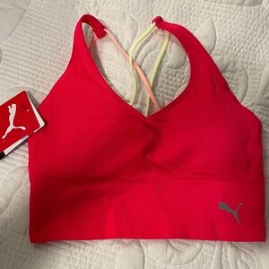 NWT Puma Low Support Sports Bra - Hot Orange/Pink - Medium